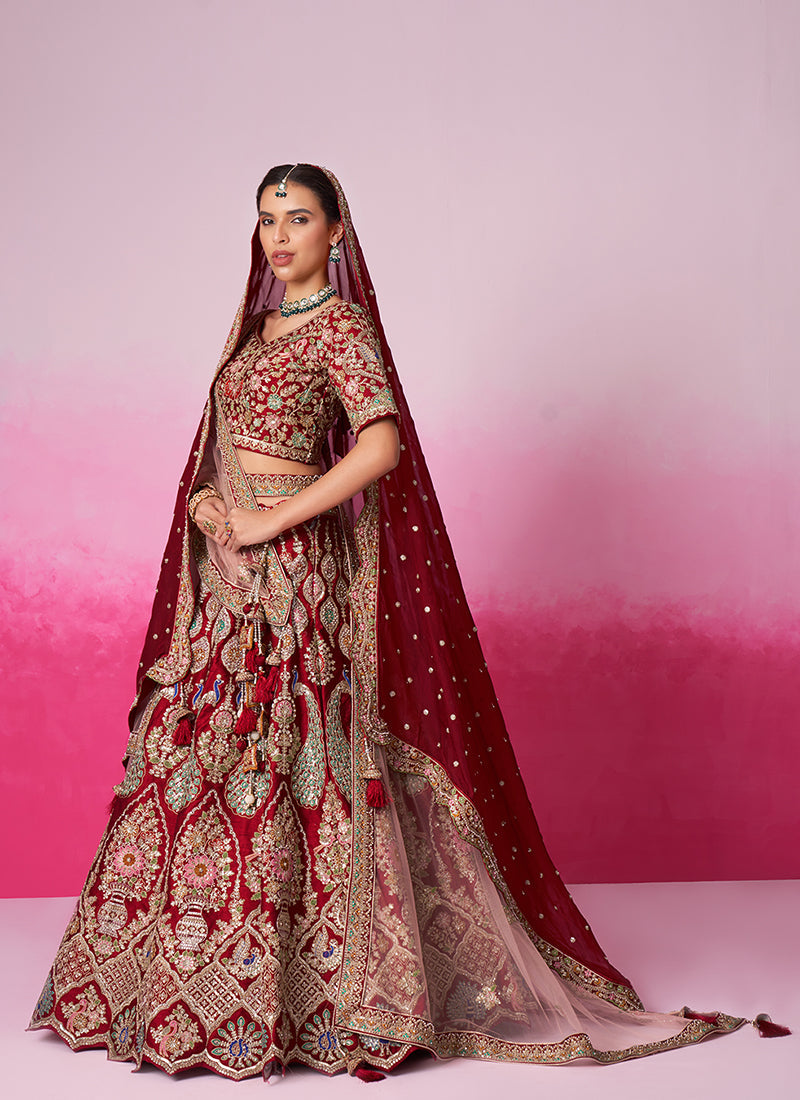 Bridal Red And Gold Embroidered Bridal Lehenga Choli