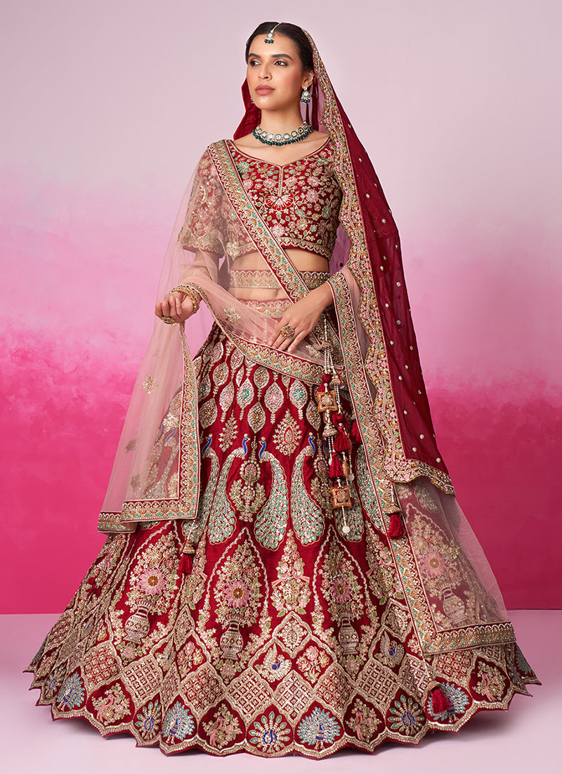 Bridal Red And Gold Embroidered Bridal Lehenga Choli