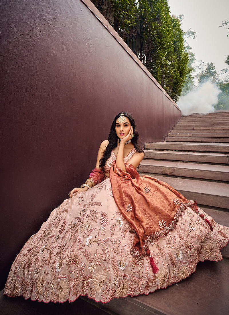 wedding lehenga - wedding outfits - wedding lehenga collection - peach wedding lehenga - bridal leehnga choli - bridal wedding lehenga