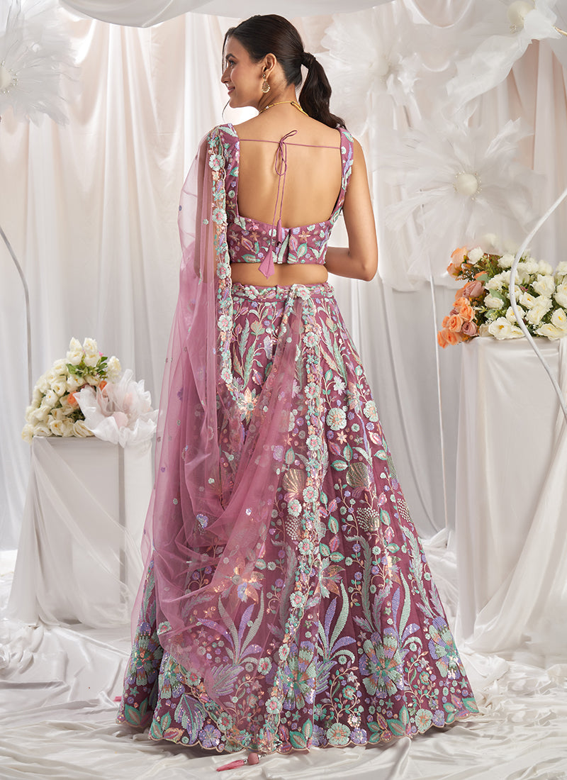 Blush Pink Multi Embroidered Bridal Lehenga Choli