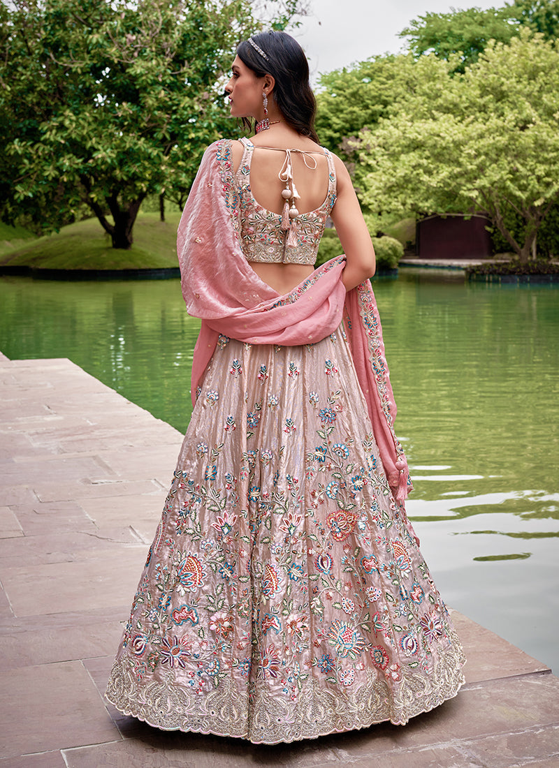 Blush Pink Multi Embroidered Bridal Lehenga Choli