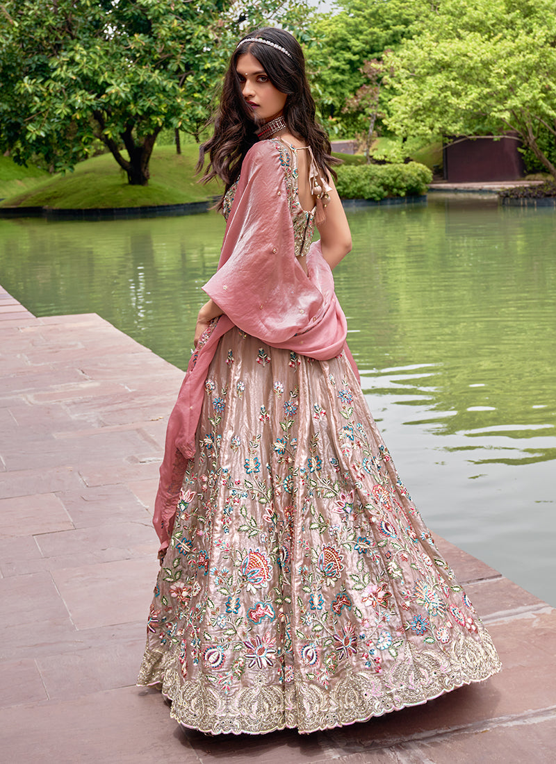 Blush Pink Multi Embroidered Bridal Lehenga Choli