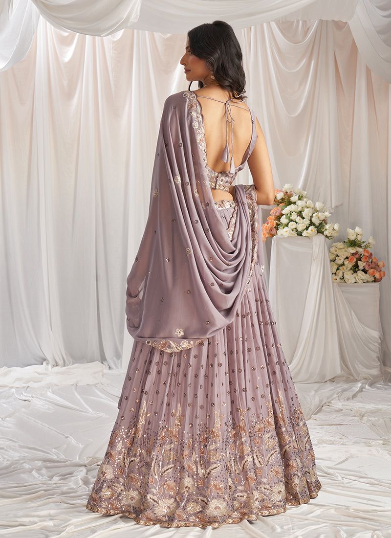 Mauve Purple Multi Embroidery Bridal Lehenga Choli