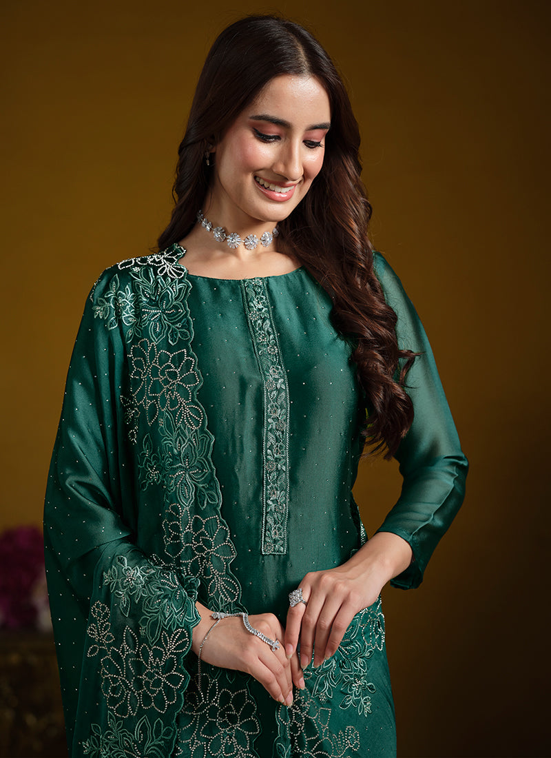 Dark Green Embroidered Pakistani Suit