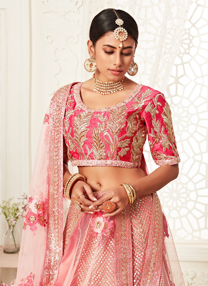 Light Pink Embroidery Wedding Lehenga Choli