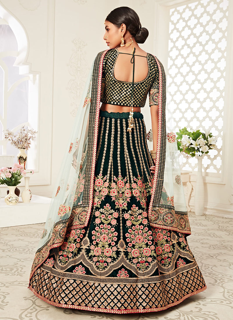 Bridal Green Embroidery Wedding Lehenga Choli