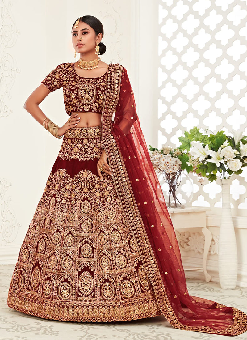 Bridal Red Embroidery Wedding Lehenga Choli