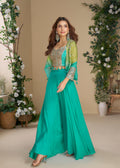Buy Aqua Green Embroidery Jacket Style Palazzo Set