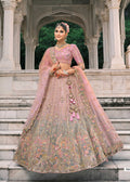 Baby Pink Embroidered Silk Bridal Lehenga