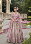 Baby Pink Graceful Embroidered Bridal Silk Lehenga