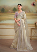 Beige Shining Georgette Silk Designer Saree