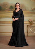 Black Shining Georgette Silk Designer Saree