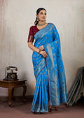 Blue Zari Meenakari Traditional Saree