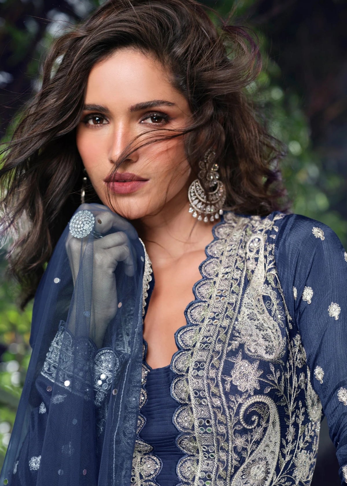 Blue embroidery wedding sharara suit