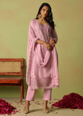 Buy Blush Pink Embroidered Pant Style Suit