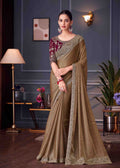 Brown Double Tone Silk Saree.