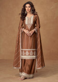 Buy Brown Embroidered palazzo Suit
