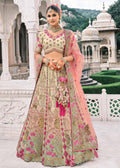 Cream Embroidered Silk Bridal Lehenga