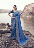 Dark Blue Jacquard Silk Saree
