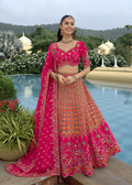 Dark Pink Embroidered Designer Bridal Lehenga