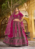 Dark Pink Magnificent Embroidered Traditional Bridal Lehenga