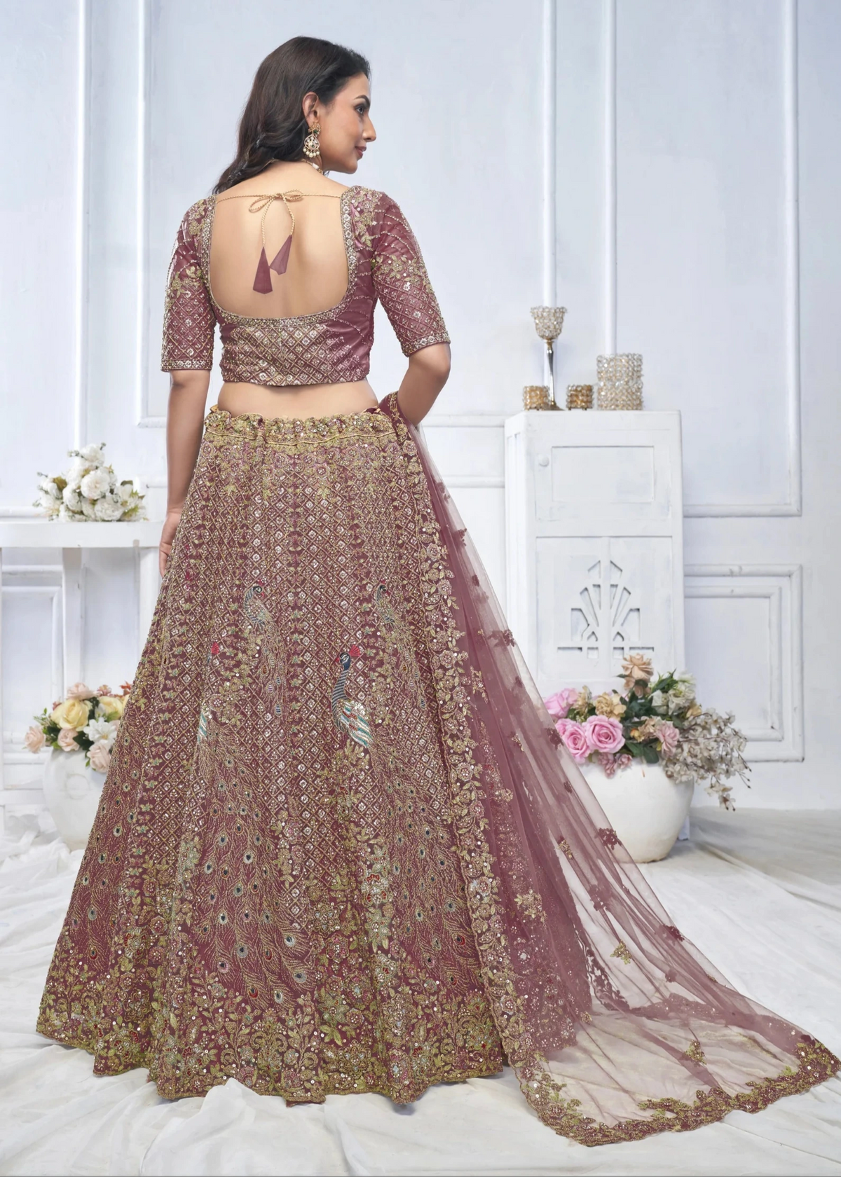 Dark Purple embroidered designer wedding lehenga choli