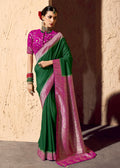 Deep Green Crape Georgette Zari Saree