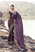 Deep Purple Jacquard Silk Saree