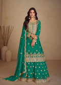 Buy Emerald green Floral Embroidered Sharara Suit