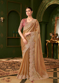 Gold Satin Georgette Silk Saree
