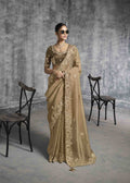 Golden Tissue Zari Embroidered Saree