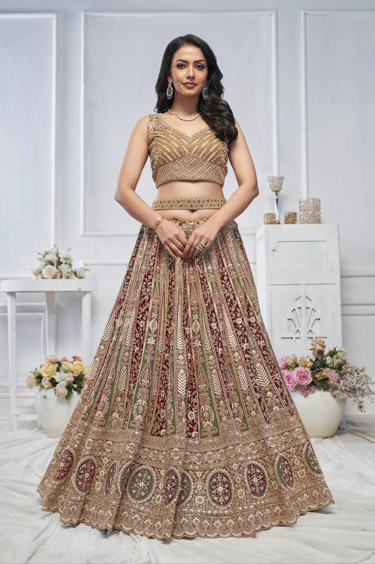 Golden net designer Wedding Lehenga