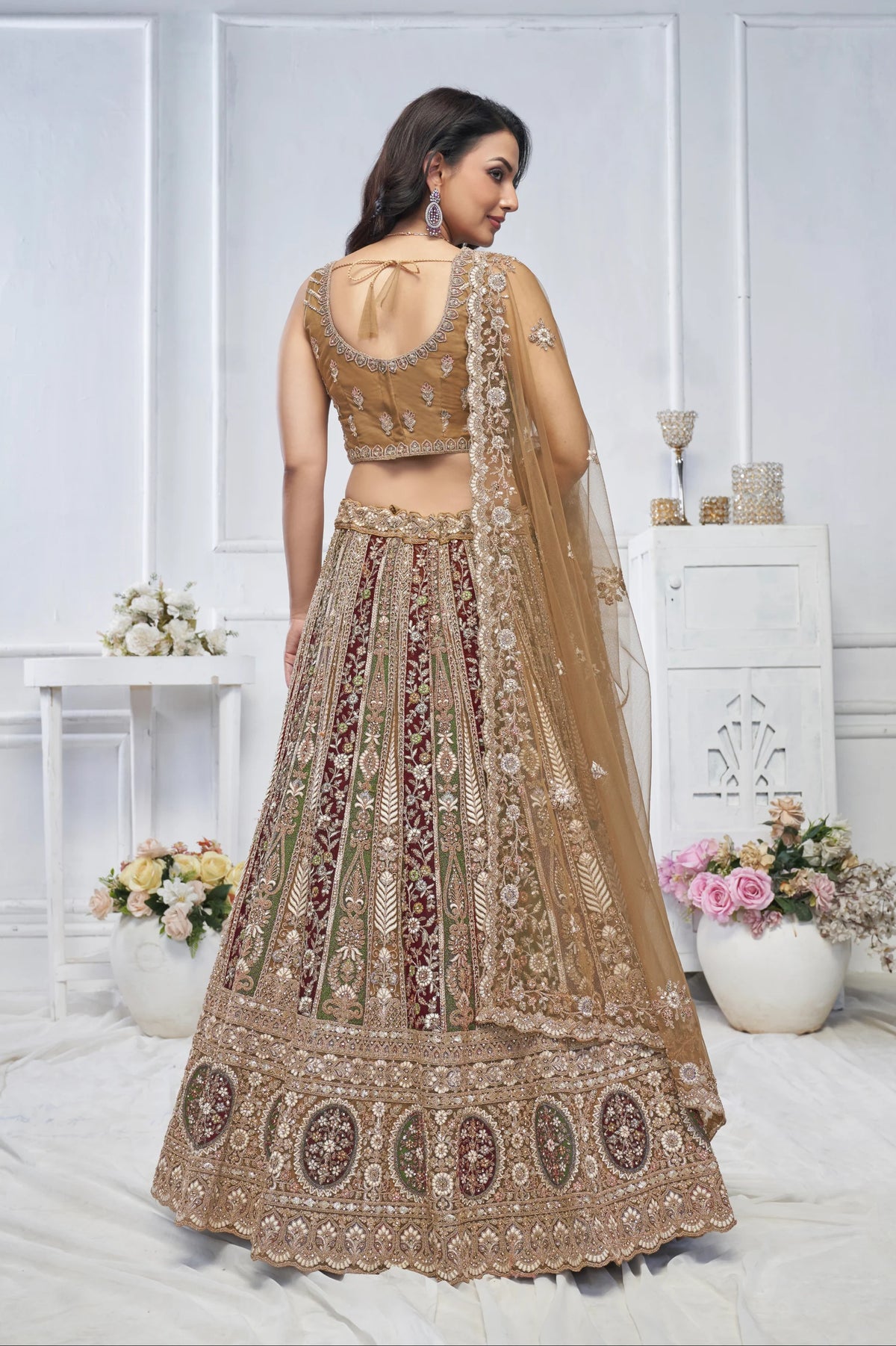 Golden net designer Wedding Lehenga