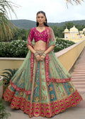 Green-Pink Royal Silk Designer Lehenga