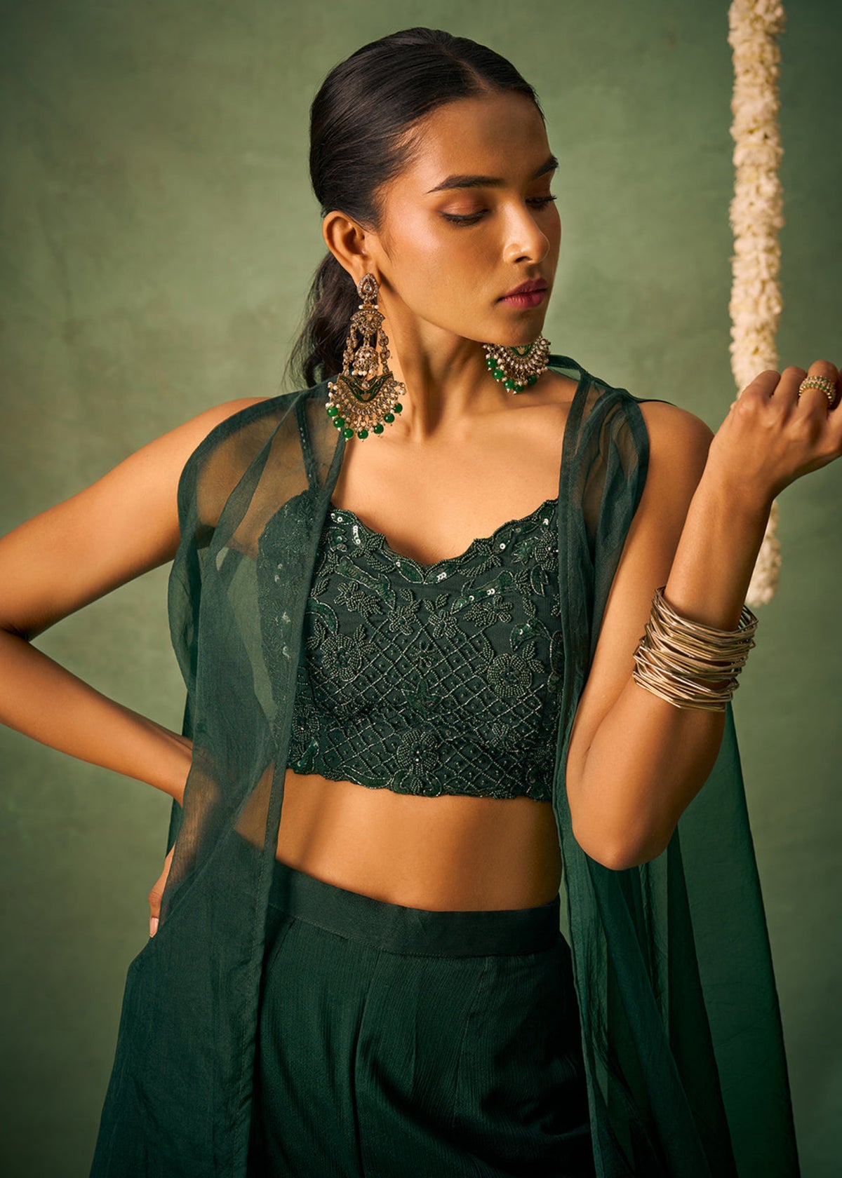 Buy Green Cape Style partywear palazzo Set