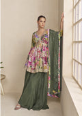Green Chinon Silk Palazzo Suit