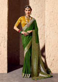 Green Crape Georgette Zari Saree