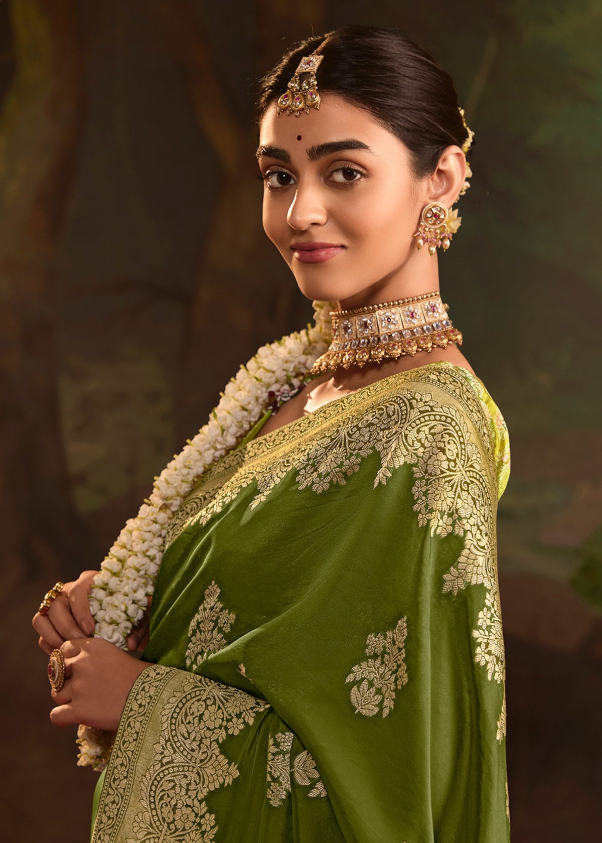 Green Dola Silk Traditional Saree