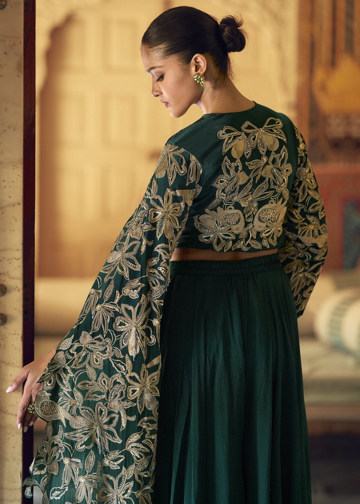 Green Embroidered Palazzo Set