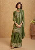 buy Green Embroidered Palazzo Suit