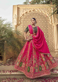 Green Pink Royal Zarkan Banarasi Silk Lehenga