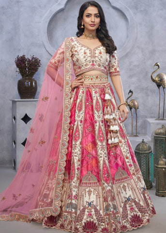 Ivory organza silk designer wedding lehenga choli