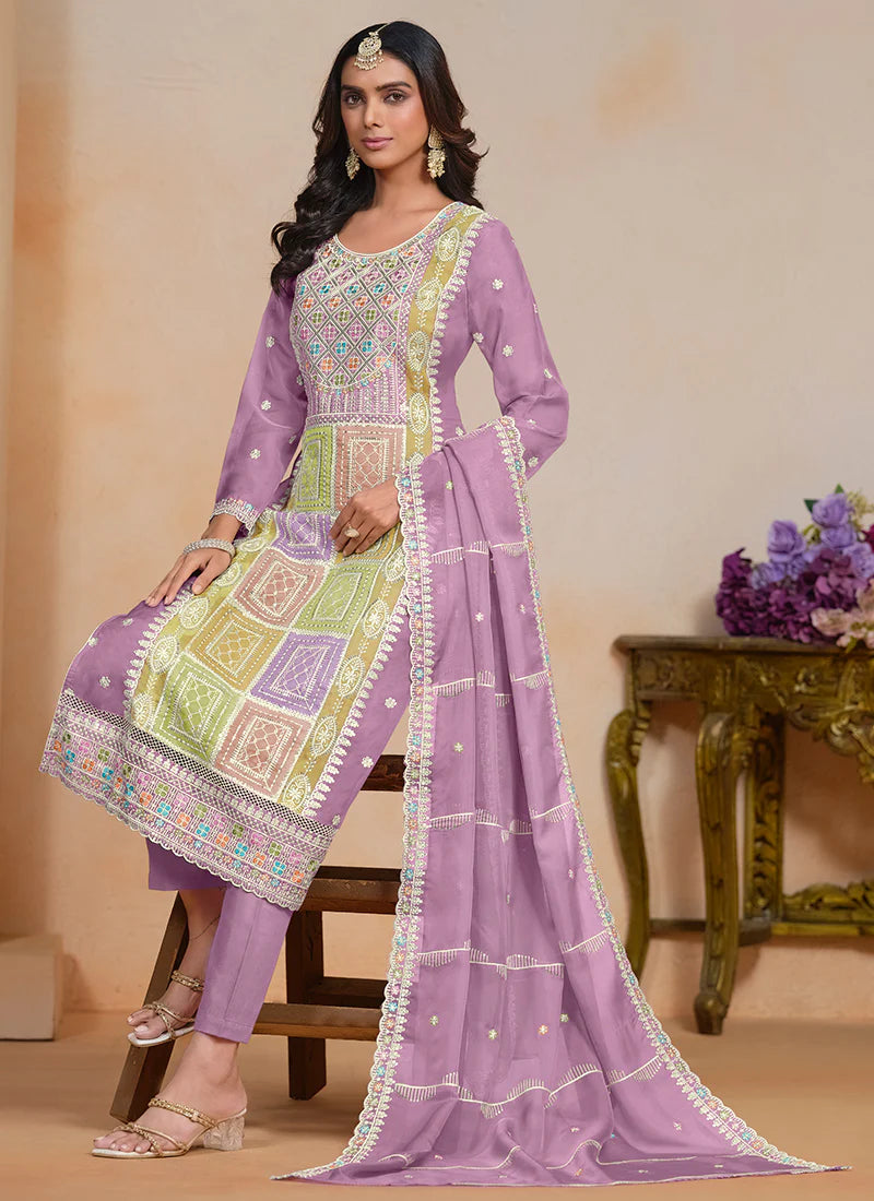 Lavender Multi Embroidery Festival Salwar Suit