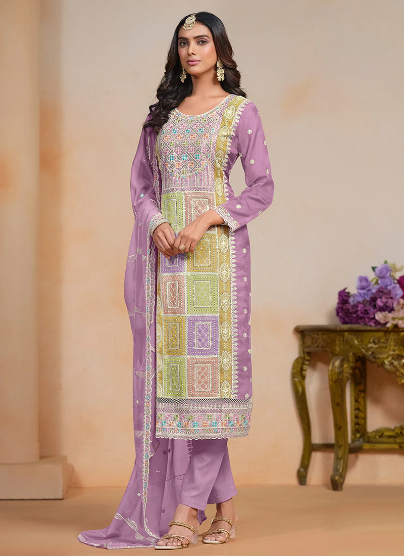 Lavender Multi Embroidery Festival Salwar Suit