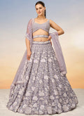 Lavender Sequence Embroidery Bridal Lehenga Choli For Indian Wedding