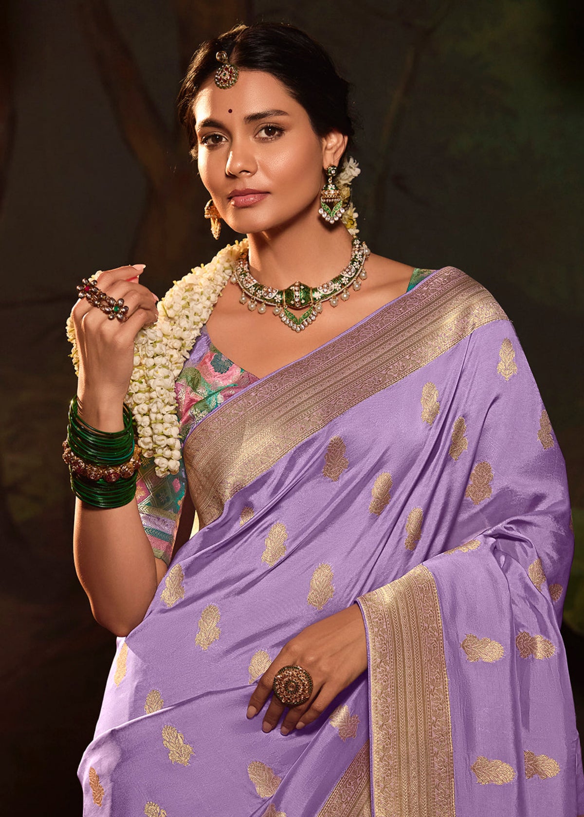 Lavender Dola Silk Traditional Saree