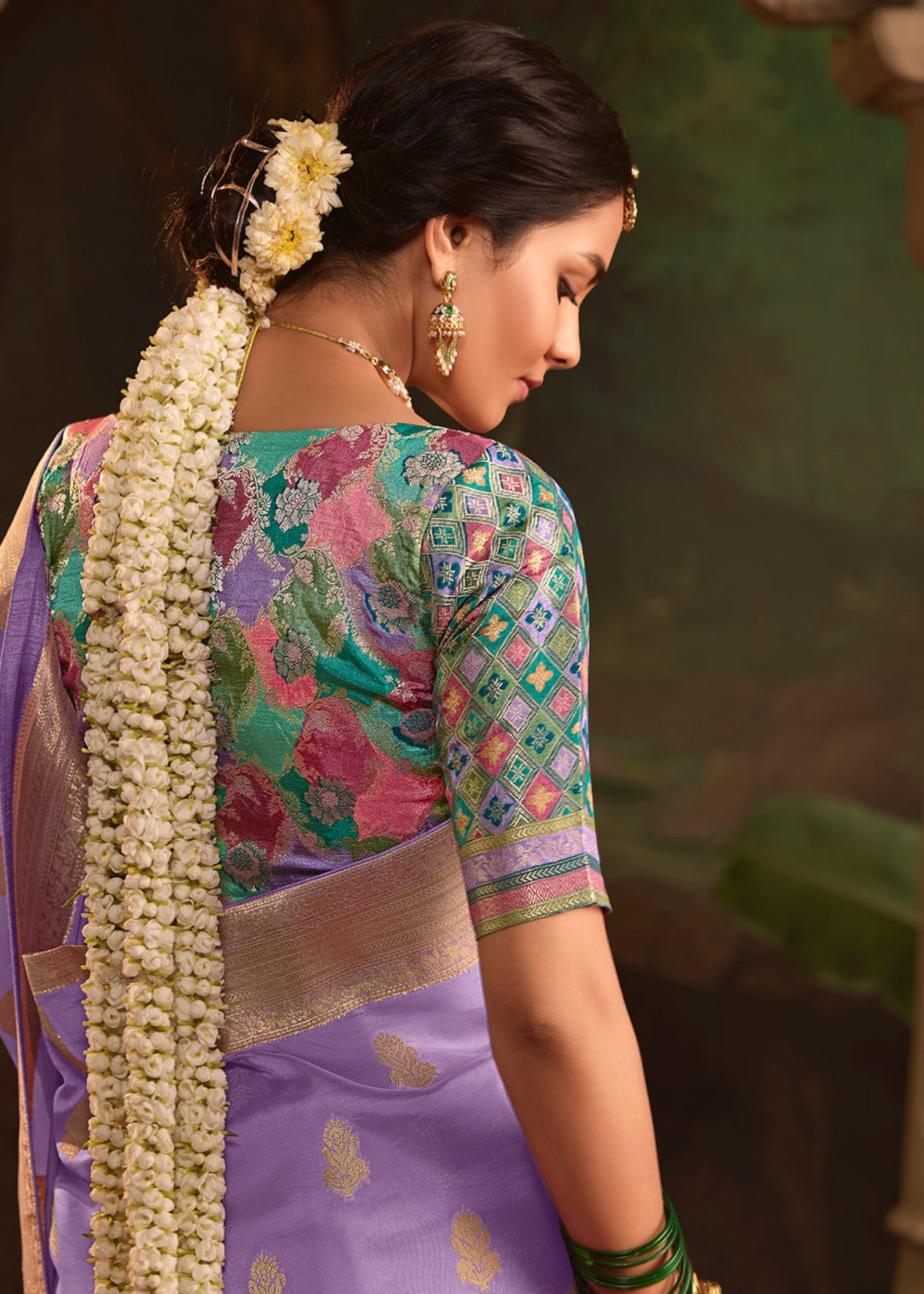 Lavender Dola Silk Traditional Saree