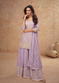 Buy Lavender Embroidery Sharara Suit