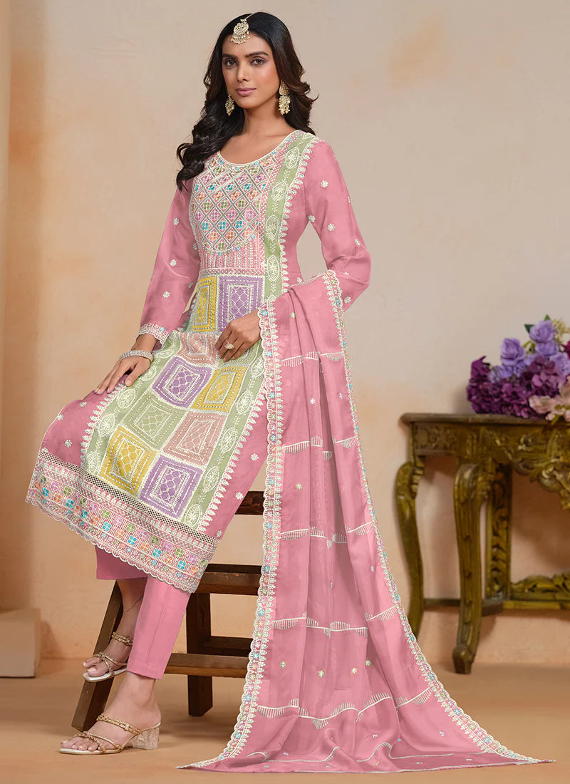 Light Pink Multi Embroidery Festival Salwar Suit