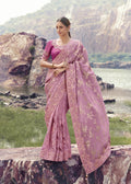 Light Pink Jacquard Silk Saree